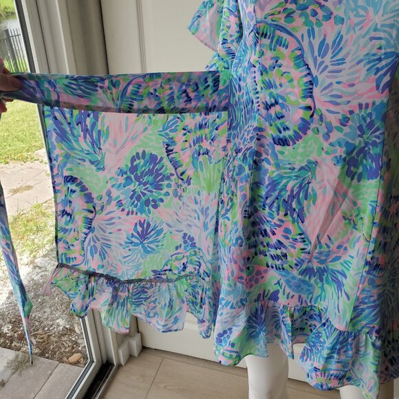 Lilly Pulitzer Dariah Size 2 Mini Short Sleeve Wrap Dress - Picture 6 of 12